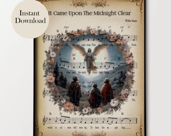 Christmas Hymn Sheet Music Art: Vintage Holiday Carol (Digital Download)