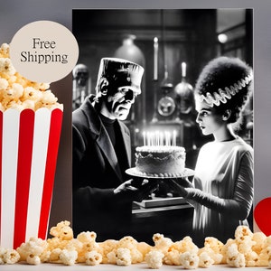 Frankenstein Geburtstag, Frankenstein Jahrestag, Blanko Karte, Film Karte, Horror Karte, Gothic Karte, klassische Film Karte, Braut von Frankenstein