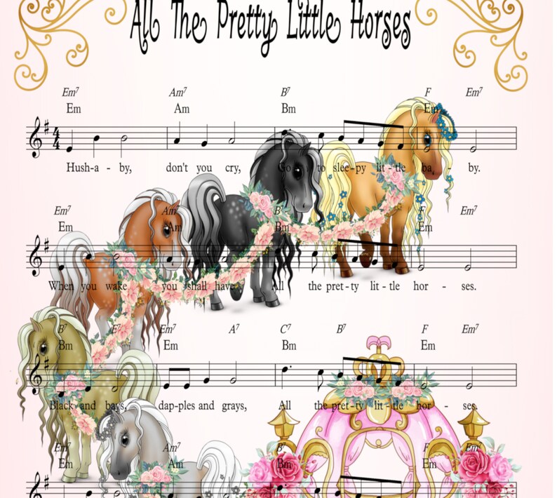 Lullaby Printable Nursery Print Sheet Music Art Horse Art - Etsy