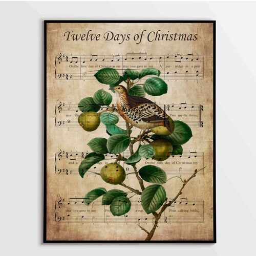 Partridge Pear Tree Holiday Printable Christmas Printable - Etsy