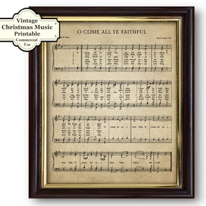 O Come All Ye Faithful, Holiday Hymn, Music Printable, Christmas Carol, Classic Song, Commercial Use, Christmas Decor, Crafting Supply,