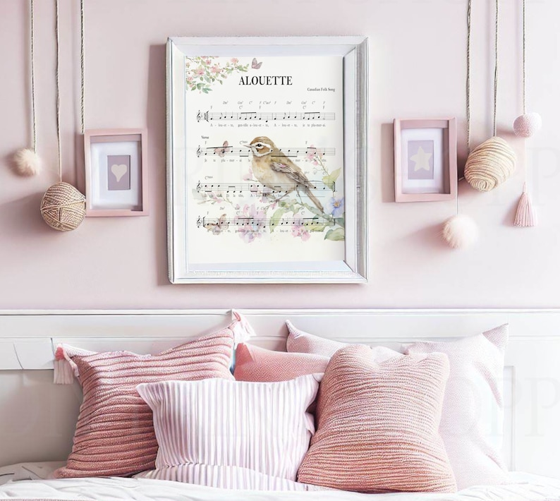 Alouette Song, Folk Song, Children's Song, Sheet Music Art, Bird Song, French Canadian Song, Boy