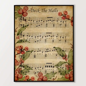 Deck the Halls, Vintage Printable, Song Lyric Print, Christmas Song ...