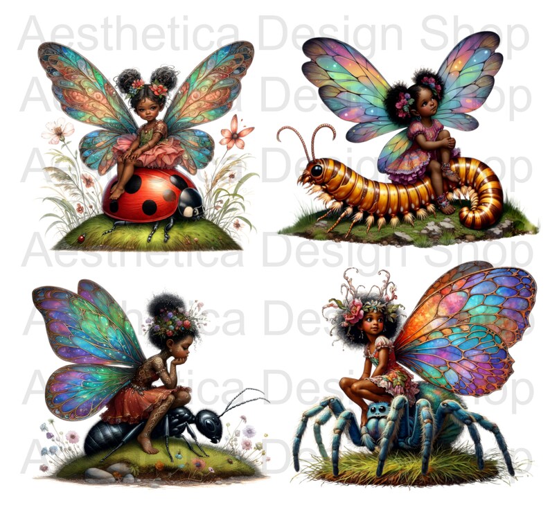 African American Fairy Clipart: Rainbow Bug Fantasy (digital Download ...