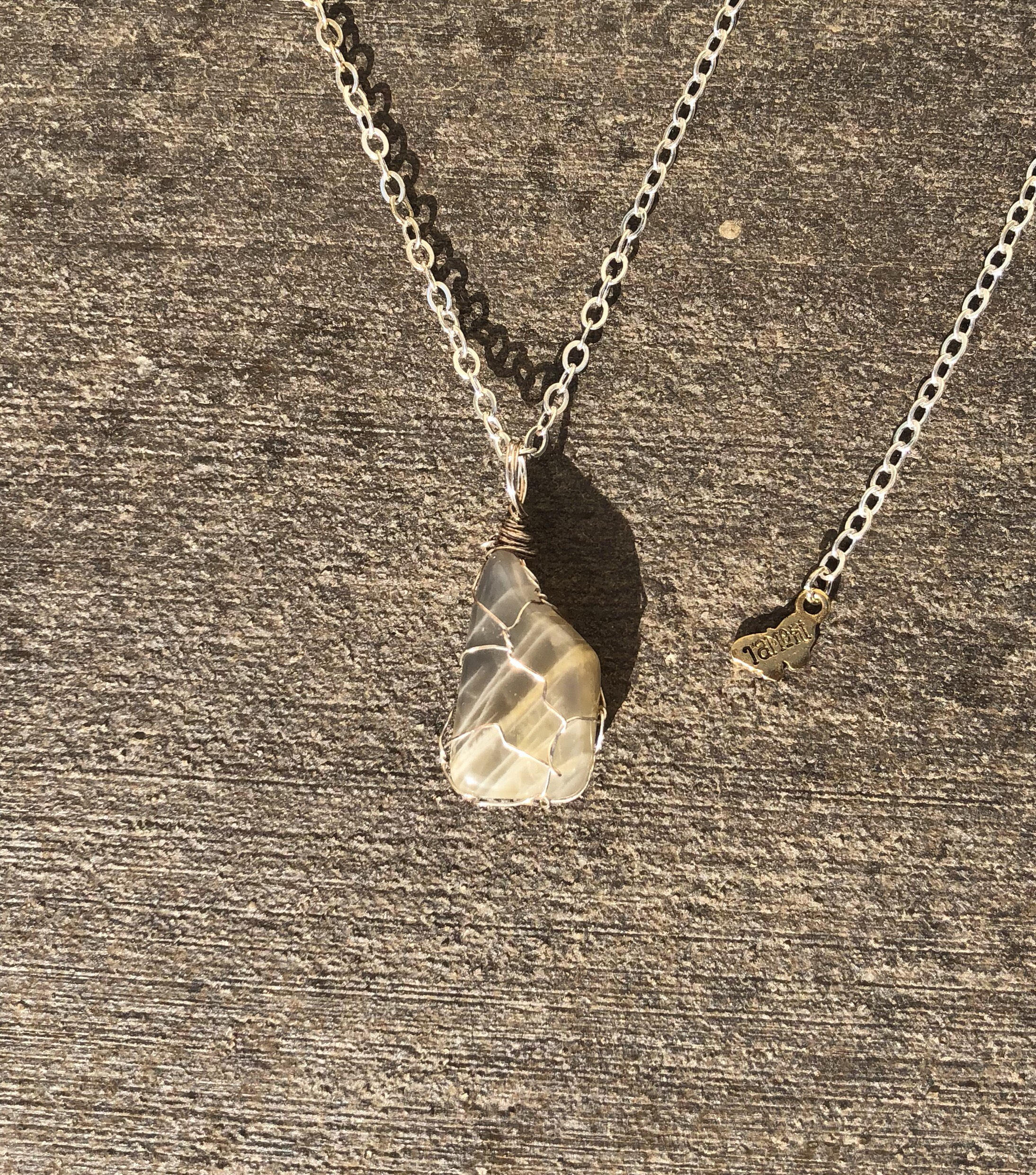 Wirewrapped Grey Moonstone Necklace