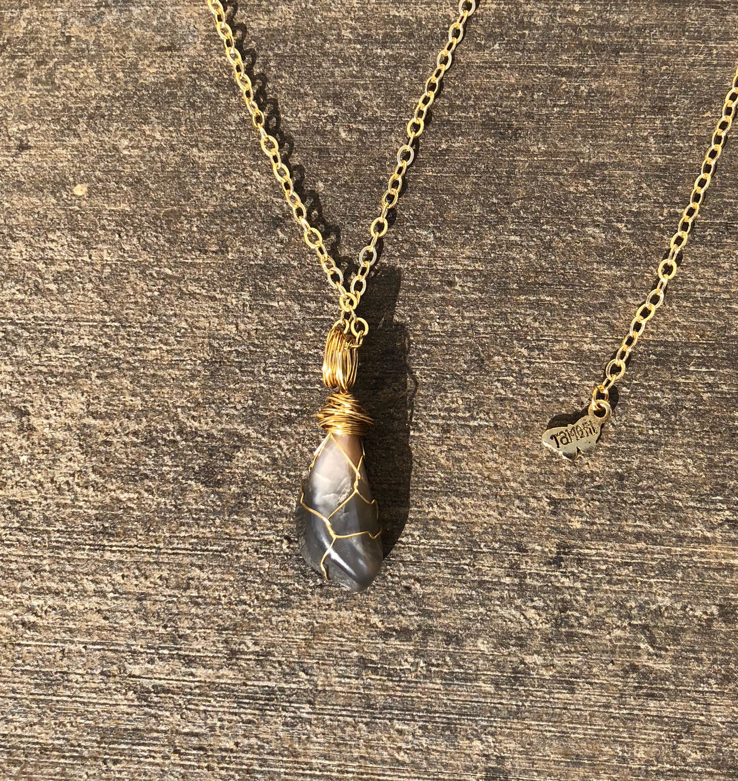Wirewrapped Grey Moonstone Necklace