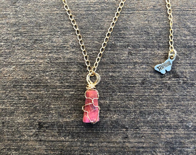 Wire-wrapped Ruby Necklace