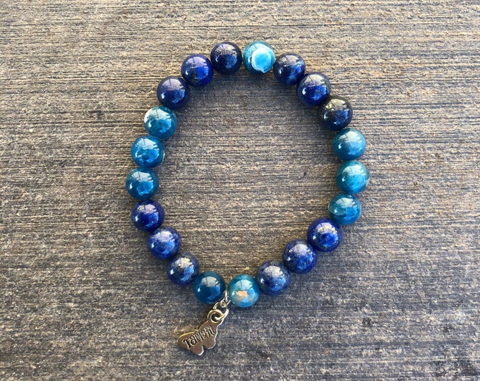 Lapis Lazuli and Blue Apatite Bracelet