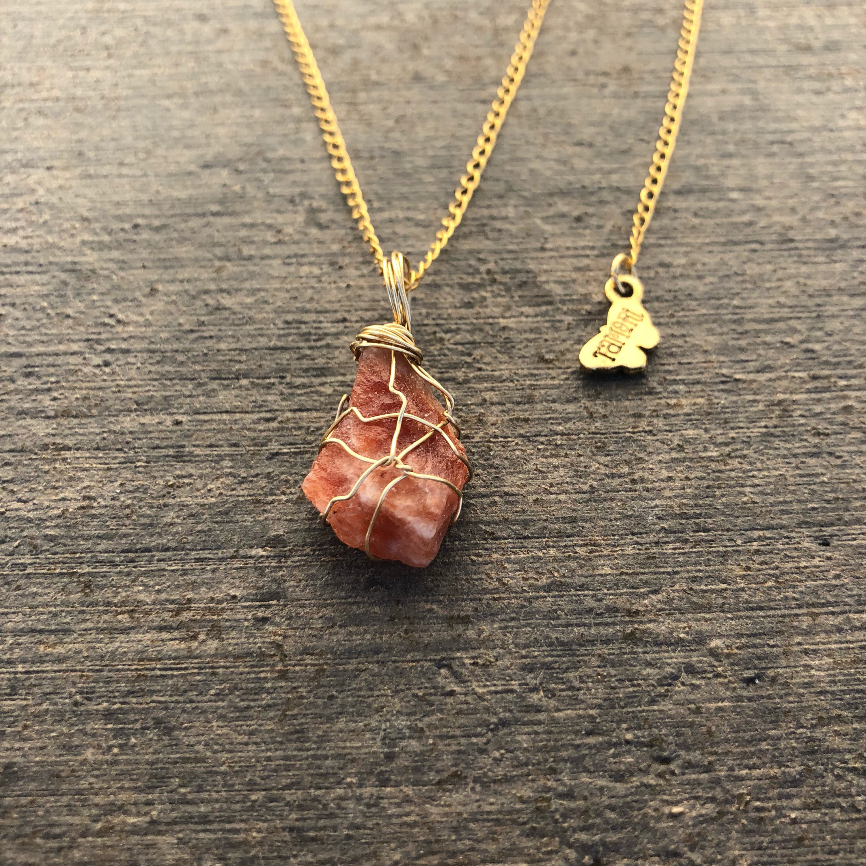 Wire-wrapped Sunstone Necklace