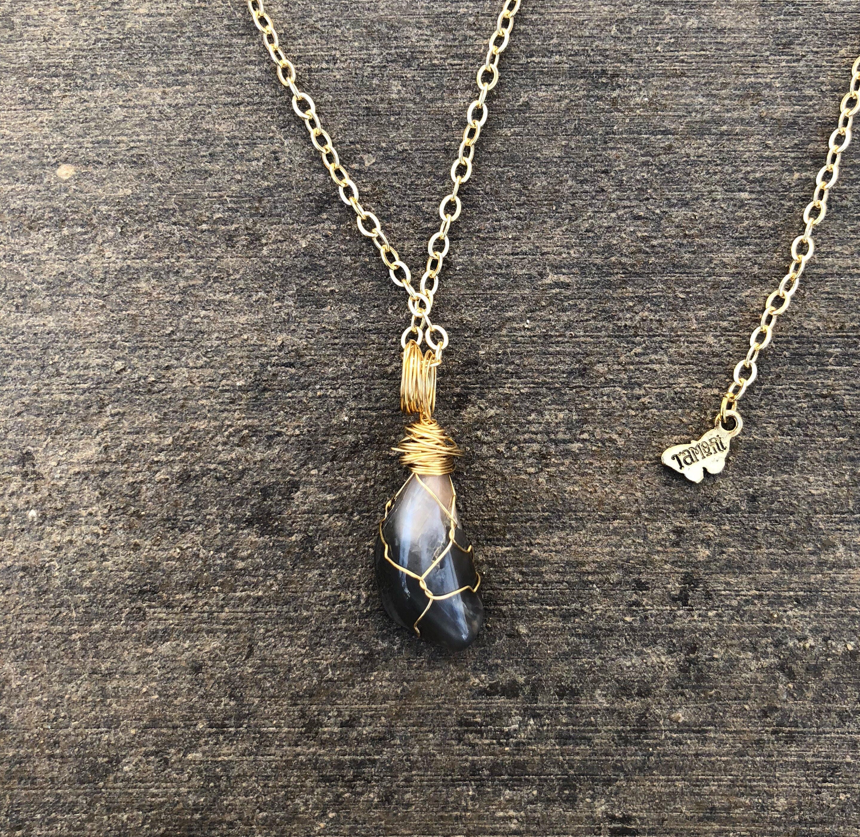 Wirewrapped Grey Moonstone Necklace