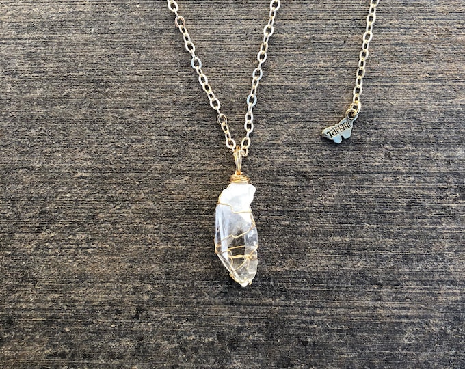 Wire-wrapped Clear Quartz Necklace