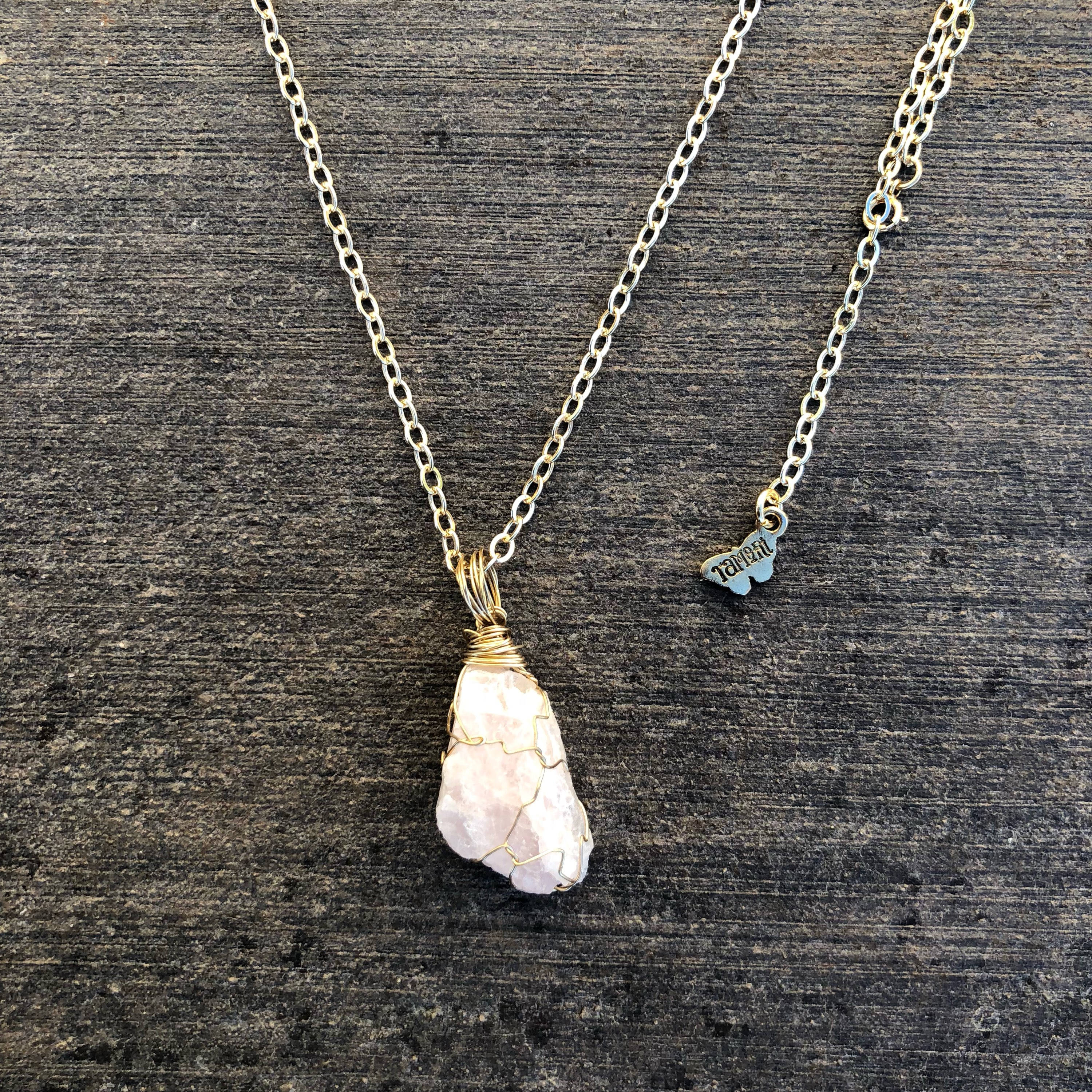 Wire-wrapped Morganite Necklace