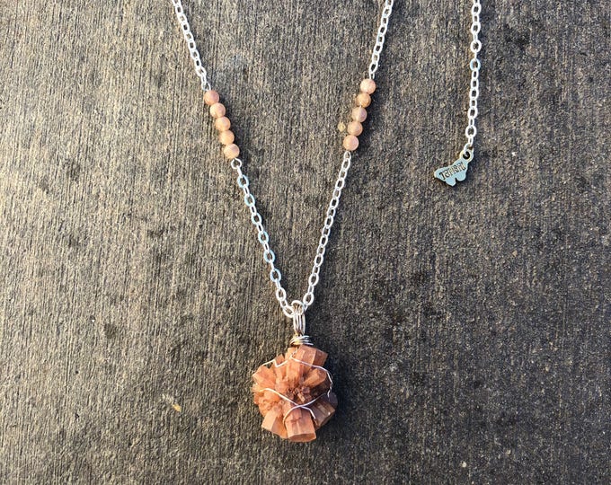 Wire-wrapped Aragonite Necklace