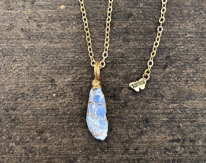 Wire-wrapped Blue Kyanite Necklace