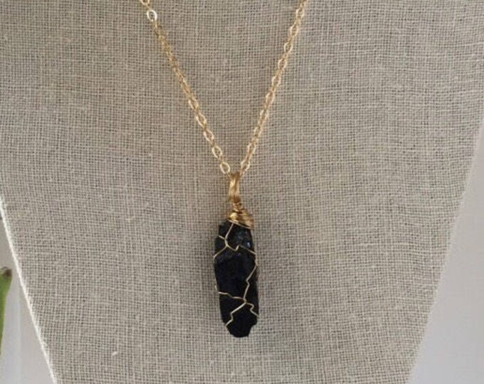 Wire-wrapped Black Tourmaline Necklace