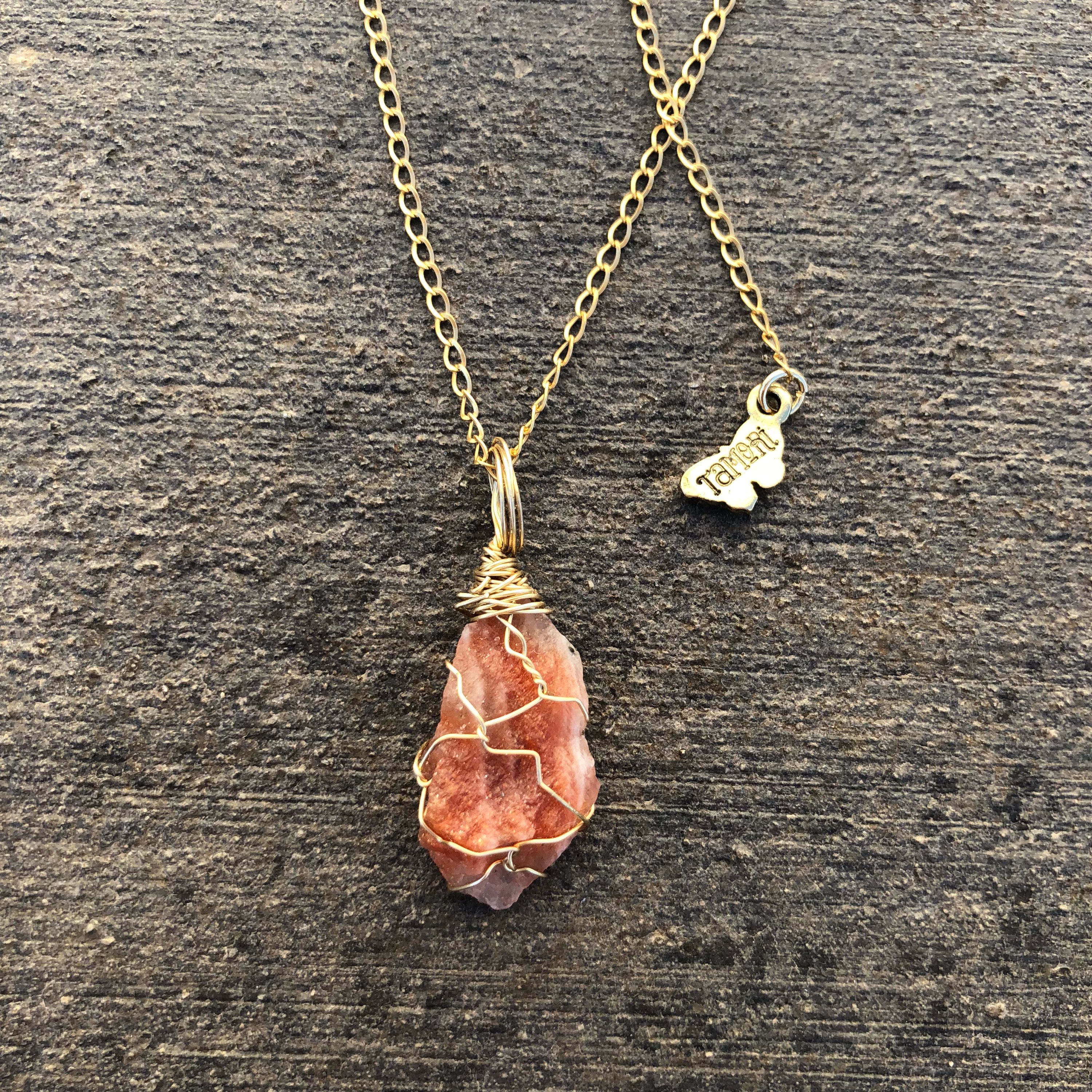 Wire-wrapped Sunstone Necklace