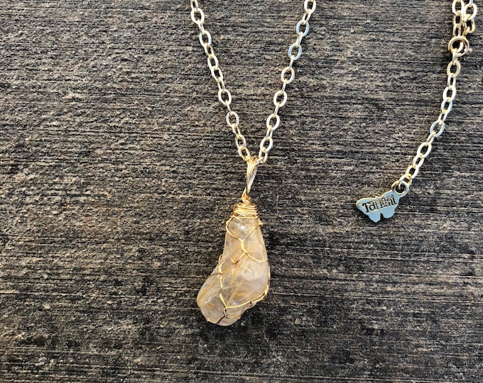 Wire-wrapped Rutilated Quartz Necklace