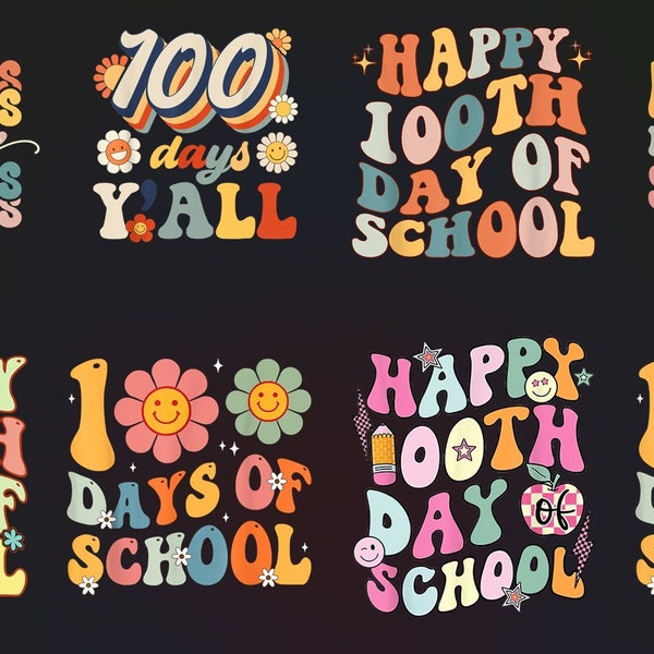 100 Days of School PNG Bundle, 100th Day of School Png, 100 Days Png, Teacher Png, School Png, Sublimation design, Digital Download