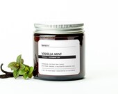 VANILLA MINT travel Coconut Wax Candle made with Organic Vanilla Peppermint Leaf Essential Oils. 100 Natural with a Hemp Wick