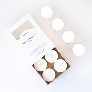 Natural Organic Tealights - 12 Tealights + 4 Reusable Tins