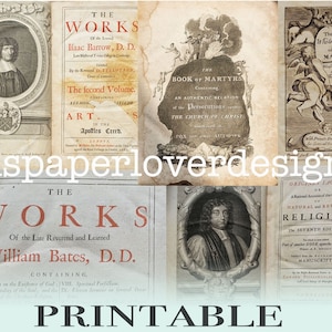 Junk Journal Printable Book Pages Antique Book Covers from Religious Texts 18th and 18th Century image 1