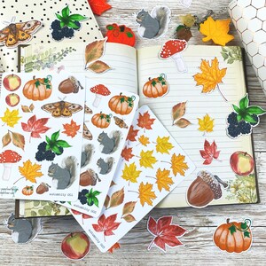 Autumn Sticker Sheets Handdrawn Designs for Planners, Journals, Scrapbooking, Art Journaling, Papercrafts image 3