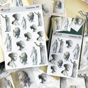 Collection d'autocollants classiques de style gréco-romain pour agendas, journaux, scrapbooking, journal d'art