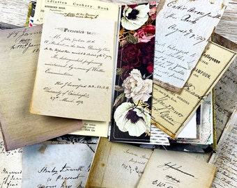 Junk Journal Printable Antique Handwritten Pages Book Covers Ephemera