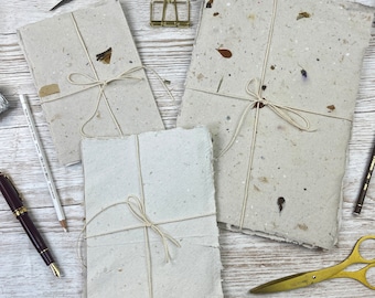 Handmade Paper Up-cycled Rustic Recycled Un-Dyed Homemade Paper Mulberry Style A4, A5 and B6  Journals, Scrapbooks, Art Journals