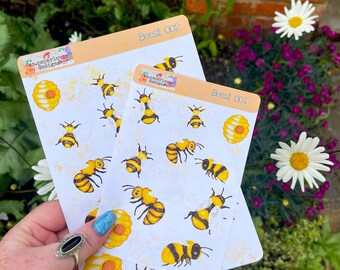 Bees! Bee Themed Stickers and Die Cuts, Original Artwork Honey Bee Bumblebee Stickers for Junk Journals, Journals, Scrapbooking, Planners