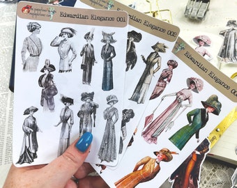 Edwardian Fashion Stickers, Vintage Journal Scrapbooking Stickers