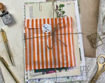 Junk Journal Kit - Large Size - Vintage Papers, Ephemera, Stickers, Washi Tape approx 45 - 65 pcs