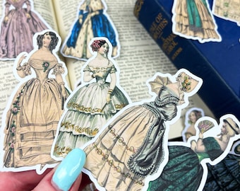 Victorian Ladies Ephemera & Sticker Flakes, 1840s Fashion Scrapbooking