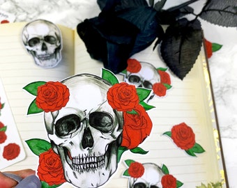 Skulls and Roses Die Cut Ephemera and Sticker Flakes Gothic for Planners, Journals, Scrapbooking and Papercrafts, Ephemera