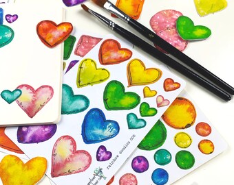 Rainbow Doodles Sticker Sheets Handdrawn for Planners, Journals, Scrapbooking, Art Journaling, Papercrafts. Ephemera
