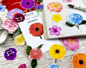 Floral Die Cuts and Stickers: Flower Garden, Junk Journal Ephemera