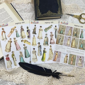 Regency Sticker Sheets Vintage Antique Jane Austen Stickers Journal Junk Journal Scrapbooking Planners