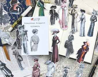 Edwardian Elegance Sticker Flakes and Die Cut Ephemera Vintage Antique themed for Junk Journals, Journals, Scrapbooking, Planners