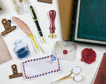 Vintage Stationery Die Cuts and Sticker Flakes, Junk Journal Ephemera