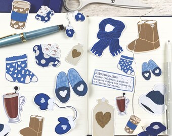 Winter Themed Die Cuts and Sticker Flakes Cosy Winter Designs for Planners, Journals, Scrapbooking, Art Journaling, etc