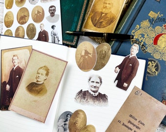 Victorian Portrait Die Cuts, Ephemera, and Stickers for Junk Journals