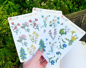 Wildflower Botanical Stickers Sheets Vintage Antique themed for Junk Journals, Journals, Scrapbooking
