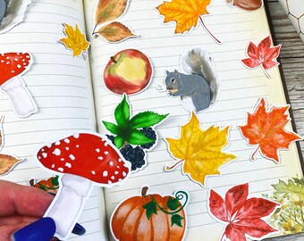Autumn Hand-Drawn Sticker Flakes and Die Cut Ephemera