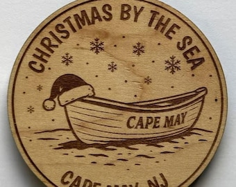 Cape May Christmas By The Sea Christmas Ornament: Wooden Holiday Tree Decoration, Handmade Laser Engraved Ornament