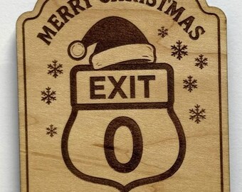 Cape May Exit Zero Christmas Ornament: Wooden Holiday Tree Decoration, Handmade Laser Engraved Ornament