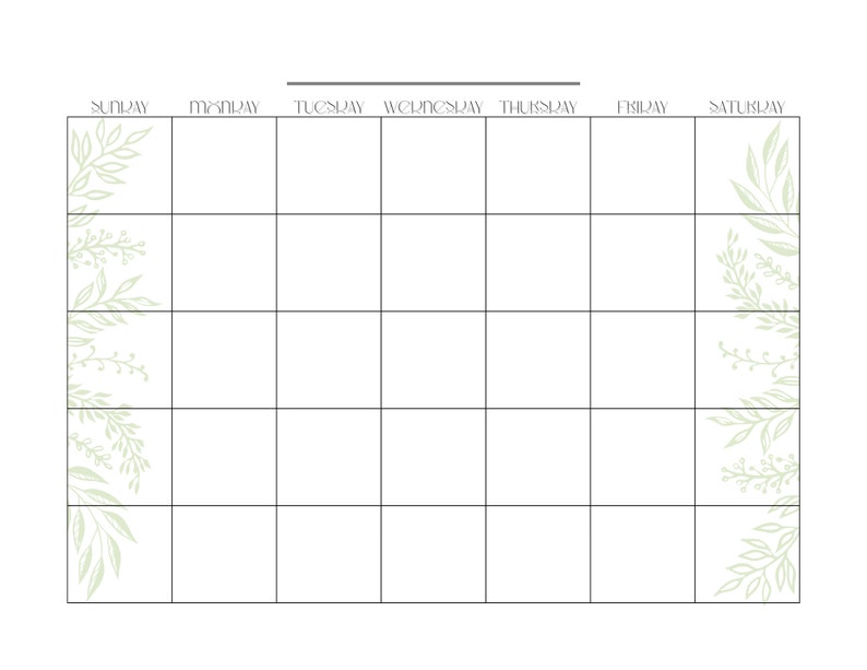 Themed Blank Calendar Printable - Customizable Monthly Planner | PDF ...