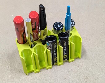 Upright holder for USB Lithium/4v, Milwaukee INKZALL, hobby knife, and pens
