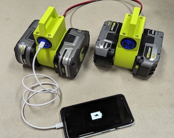 65Watt USB-C charger, power tap from dual 18v Ryobi batteries