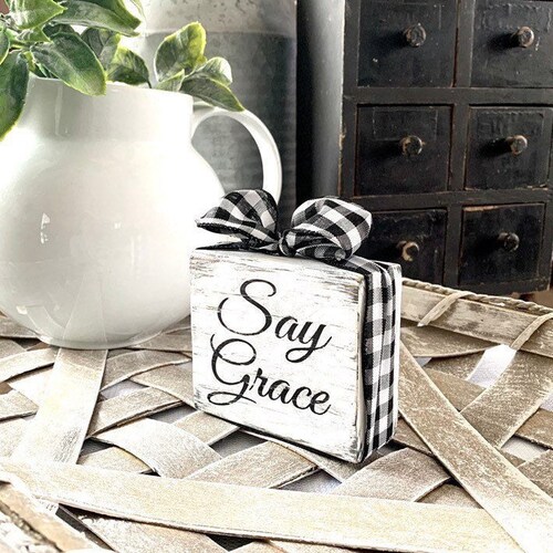 Farmhouse Sign Tray Decor Tray Sign Say Grace Etsy