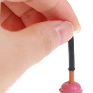 Miniature Dollhouse Accessories Pink Sink Plunger 1:12th Scale Miniature Size